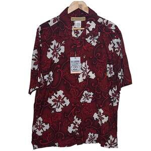 Billabong Y2K Dead Stock Red Hawaiian Shirt Men's Large 100% Cotton India Made